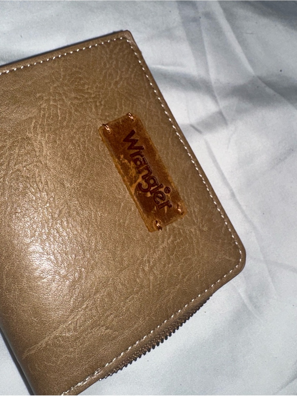 Wrangler Brown Zip Around Bifold Wallet Card Holder ID Window